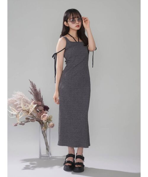 EATME(イートミー)の「リブカットワンピース(セットアップ可能)(ワンピース・レディース・ブラック/ベージュ/グレー・FREE)」の3枚目の写真