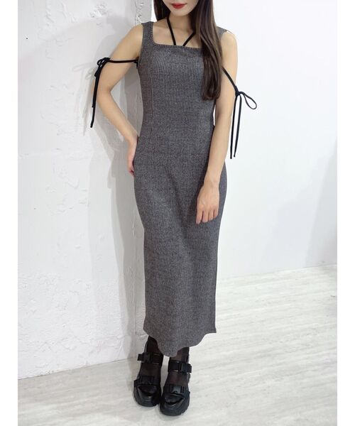 EATME(イートミー)の「リブカットワンピース(セットアップ可能)(ワンピース・レディース・ブラック/ベージュ/グレー・FREE)」の4枚目の写真