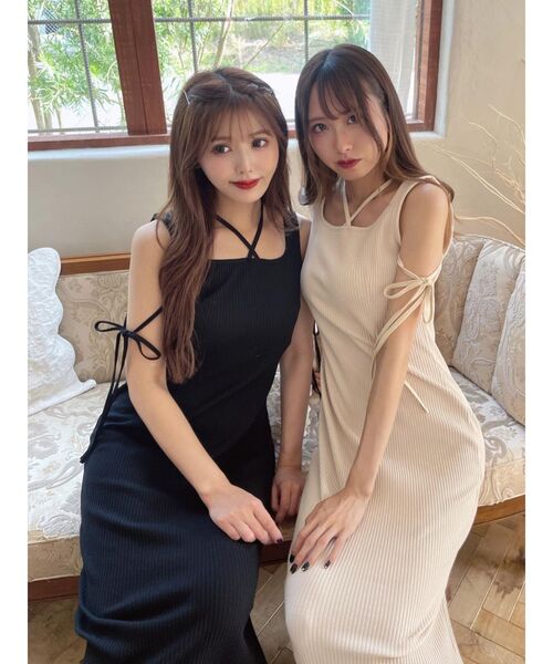 EATME(イートミー)の「リブカットワンピース(セットアップ可能)(ワンピース・レディース・ブラック/ベージュ/グレー・FREE)」の6枚目の写真