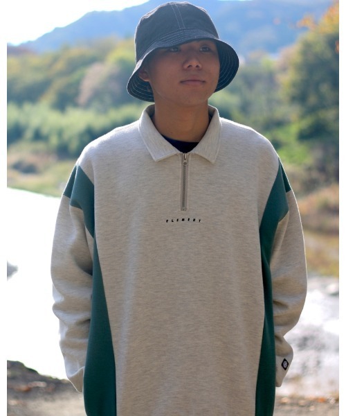 ELEMENT（エレメント）の「ELEMENT メンズ FULY POLO HALF ZIP トレーナー/エレメントハーフジップスウェットトレーナー（スウェット・メンズ・ブラック/アイボリー・X-LARGE/MEDIUM/LARGE）」の2枚目の写真