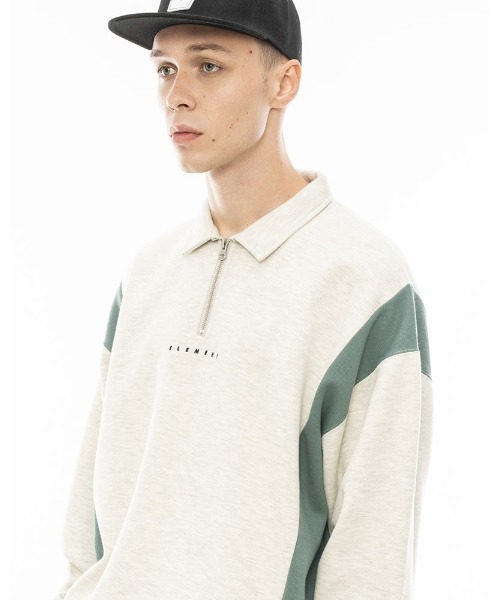 ELEMENT（エレメント）の「ELEMENT メンズ FULY POLO HALF ZIP トレーナー/エレメントハーフジップスウェットトレーナー（スウェット・メンズ・ブラック/アイボリー・X-LARGE/MEDIUM/LARGE）」の5枚目の写真