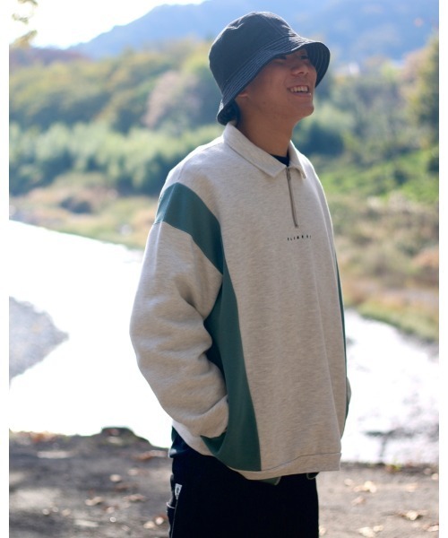 ELEMENT（エレメント）の「ELEMENT メンズ FULY POLO HALF ZIP トレーナー/エレメントハーフジップスウェットトレーナー（スウェット・メンズ・ブラック/アイボリー・X-LARGE/MEDIUM/LARGE）」の3枚目の写真