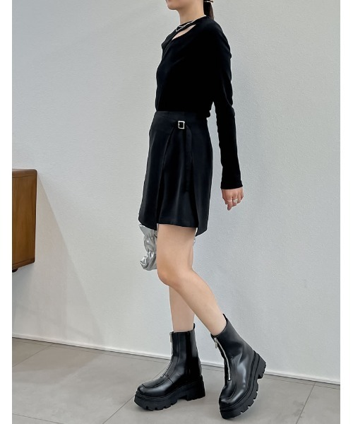 Re:EDIT（リエディ）の「[2024SS COLLECTION]2WAYエプロン付きミニスカートパンツ（その他パンツ・レディース・ブラック/キャメル/グレー/ホワイト・MEDIUM/SMALL/LARGE）」の12枚目の写真