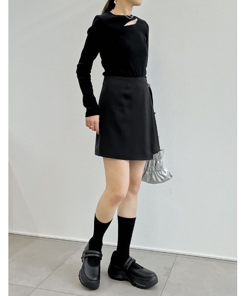 Re:EDIT（リエディ）の「[2024SS COLLECTION]2WAYエプロン付きミニスカートパンツ（その他パンツ・レディース・ブラック/キャメル/グレー/ホワイト・MEDIUM/SMALL/LARGE）」の13枚目の写真