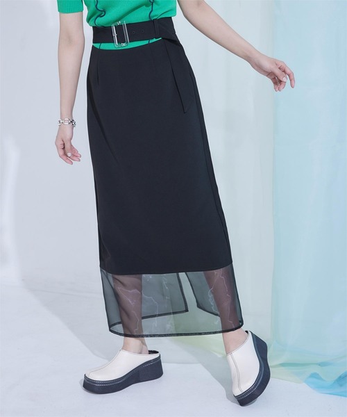 miette（ミエット）の「ウエストカッティングスカート（スカート・レディース・ブラック/ネイビー・FREE）」の2枚目の写真