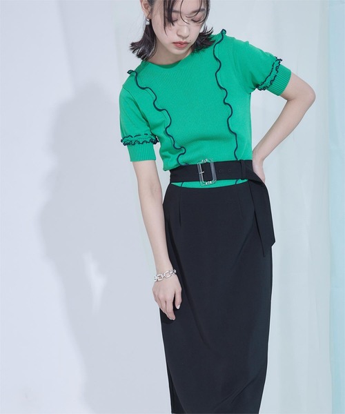 miette（ミエット）の「ウエストカッティングスカート（スカート・レディース・ブラック/ネイビー・FREE）」の3枚目の写真