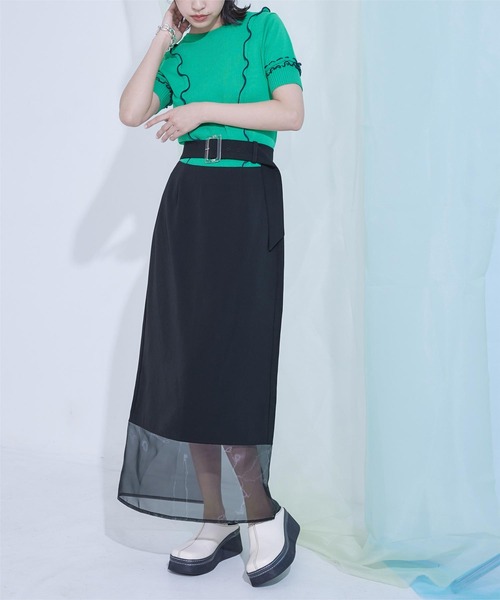 miette（ミエット）の「ウエストカッティングスカート（スカート・レディース・ブラック/ネイビー・FREE）」の4枚目の写真