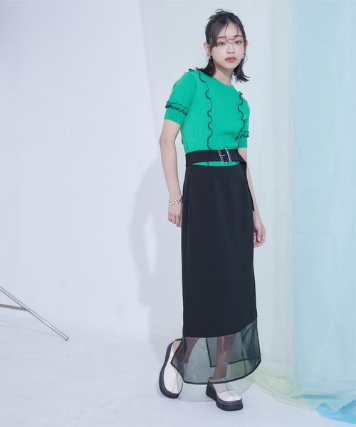 miette（ミエット）の「ウエストカッティングスカート（スカート・レディース・ブラック/ネイビー・FREE）」の5枚目の写真