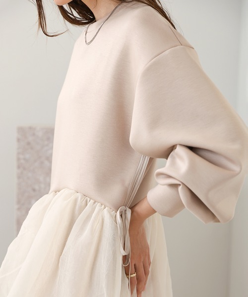 ペプラムオーガンジーポンチトップス(Tシャツ/カットソー)|Bab(バブ) ペプラムオーガンジーポンチトップス(Tシャツ/カットソー)|Bab(バブ)