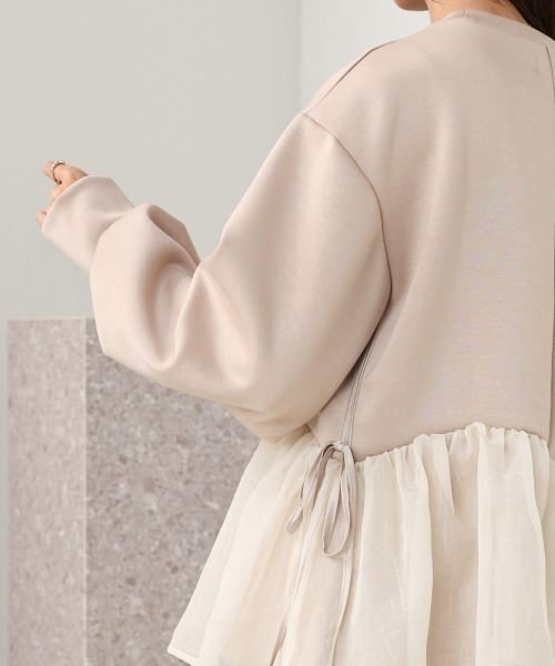 ペプラムオーガンジーポンチトップス(Tシャツ/カットソー)|Bab(バブ) ペプラムオーガンジーポンチトップス(Tシャツ/カットソー)|Bab(バブ)