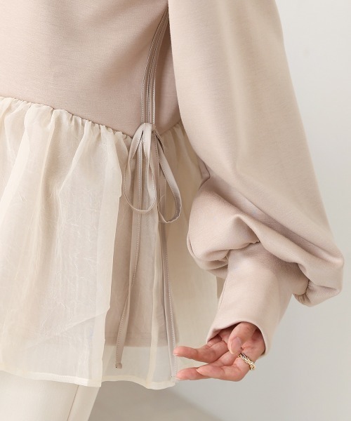 ペプラムオーガンジーポンチトップス(Tシャツ/カットソー)|Bab(バブ) ペプラムオーガンジーポンチトップス(Tシャツ/カットソー)|Bab(バブ)