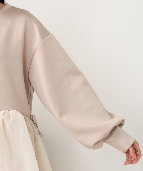 ペプラムオーガンジーポンチトップス(Tシャツ/カットソー)|Bab(バブ) ペプラムオーガンジーポンチトップス(Tシャツ/カットソー)|Bab(バブ)