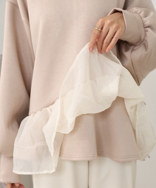 ペプラムオーガンジーポンチトップス(Tシャツ/カットソー)|Bab(バブ) ペプラムオーガンジーポンチトップス(Tシャツ/カットソー)|Bab(バブ)