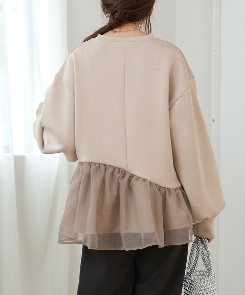 ペプラムオーガンジーポンチトップス(Tシャツ/カットソー)|Bab(バブ) ペプラムオーガンジーポンチトップス(Tシャツ/カットソー)|Bab(バブ)