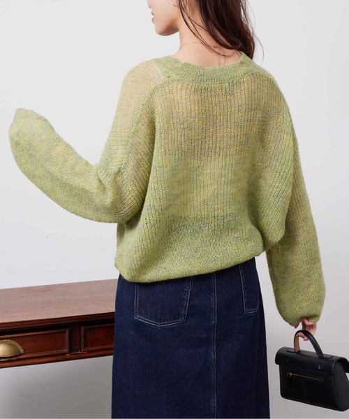 Chez toi(シェトワ)の「Vネックカラフルシアーニットプルオーバー(ニット/セーター・レディース・ベージュ/ネイビー/オレンジ/グリーン・FREE)」の22枚目の写真