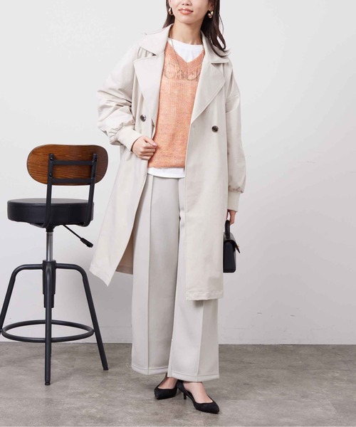 Chez toi(シェトワ)の「Vネックカラフルシアーニットプルオーバー(ニット/セーター・レディース・ベージュ/ネイビー/オレンジ/グリーン・FREE)」の16枚目の写真