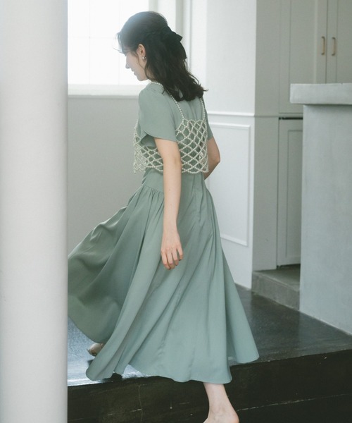 新品未使用 アンドレスド pearl bustier dress Sサイズ アンドレスド pearl bustier dress オケージョン ドレス