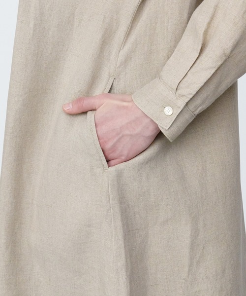 無印良品(ムジルシリョウヒン)の「婦人 リネン 洗いざらし長袖シャツワンピース(ワンピース・レディース・ライトグリーン/レッド/ブルー系5/ブラック/キナリ・XS/XL/L/M/S)」の10枚目の写真