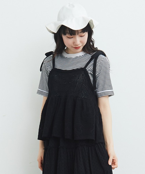 bulle de savon(ビュルデサボン)の「おはなニット キャミソール(ニット/セーター・レディース・レッド/ブラック/ホワイト・FREE)」の20枚目の写真