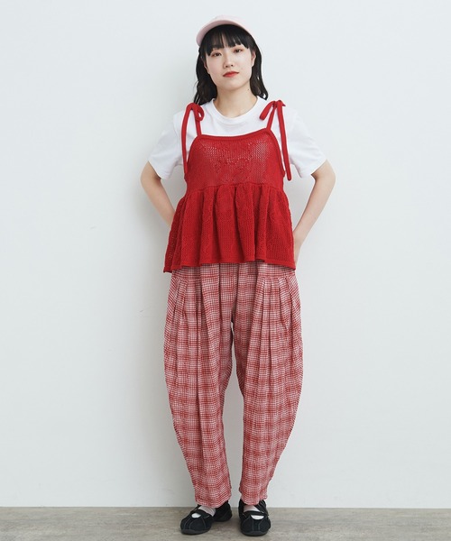 bulle de savon(ビュルデサボン)の「おはなニット キャミソール(ニット/セーター・レディース・レッド/ブラック/ホワイト・FREE)」の11枚目の写真