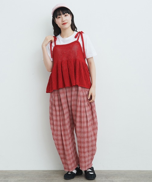 bulle de savon(ビュルデサボン)の「おはなニット キャミソール(ニット/セーター・レディース・レッド/ブラック/ホワイト・FREE)」の12枚目の写真