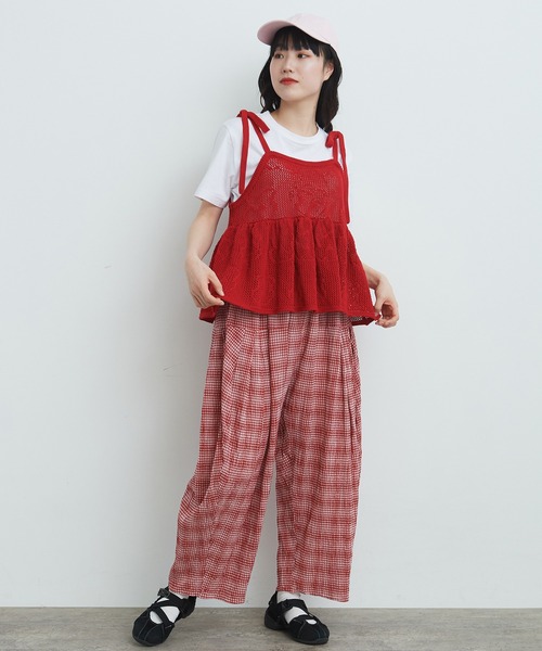 bulle de savon(ビュルデサボン)の「おはなニット キャミソール(ニット/セーター・レディース・レッド/ブラック/ホワイト・FREE)」の15枚目の写真