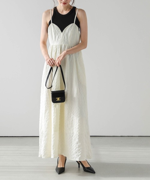 AMELY(エミリー)の「ジャガードキャミワンピース(ワンピース・レディース・アイボリー/ブラック・M/L)」の1枚目の写真