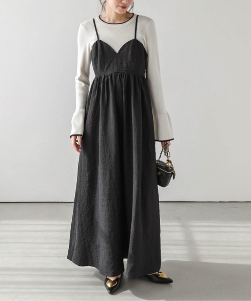 AMELY(エミリー)の「ジャガードキャミワンピース(ワンピース・レディース・アイボリー/ブラック・M/L)」の2枚目の写真