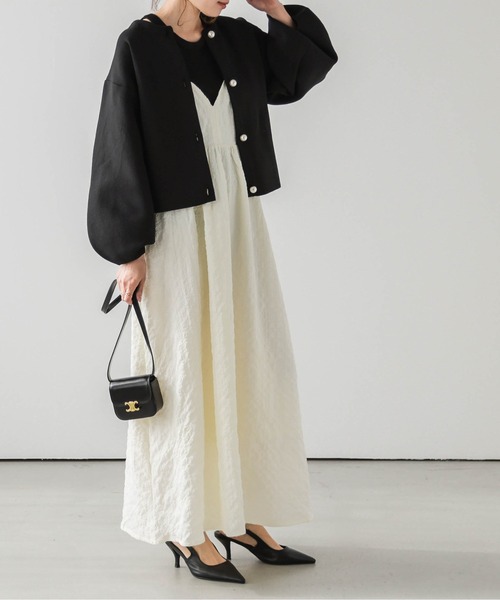 AMELY(エミリー)の「ジャガードキャミワンピース(ワンピース・レディース・アイボリー/ブラック・M/L)」の5枚目の写真