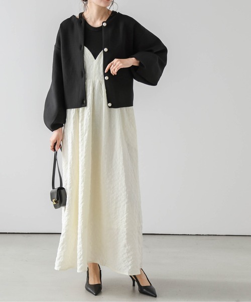 AMELY(エミリー)の「ジャガードキャミワンピース(ワンピース・レディース・アイボリー/ブラック・M/L)」の6枚目の写真