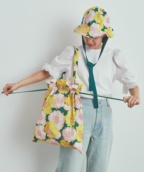 Dot＆Stripes CHILD WOMAN（ドットアンドストライプス　チャイルドウーマン）の「【WEB別注】リバティ イカット・アネモネ 巾着BAG（トートバッグ・レディース・グリーン・FREE）」の3枚目の写真