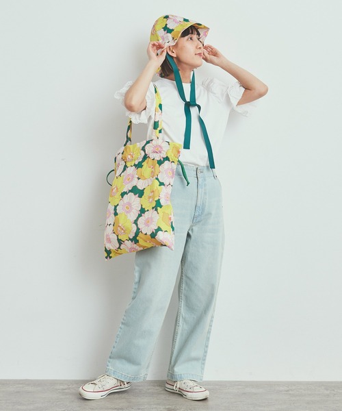Dot＆Stripes CHILD WOMAN（ドットアンドストライプス　チャイルドウーマン）の「【WEB別注】リバティ イカット・アネモネ 巾着BAG（トートバッグ・レディース・グリーン・FREE）」の6枚目の写真