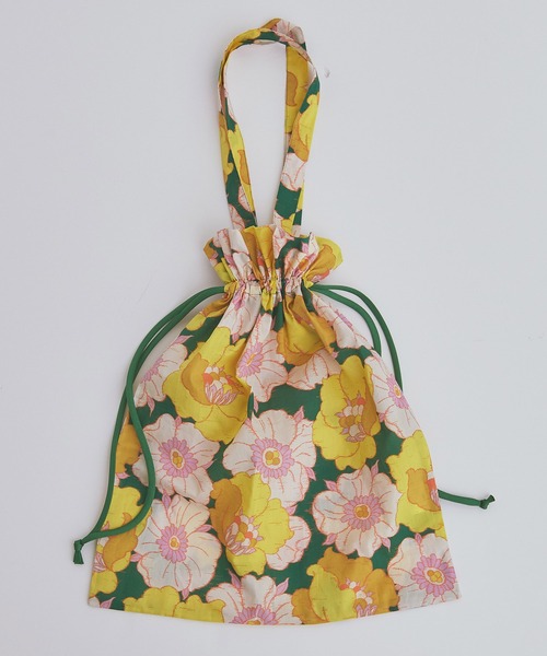 Dot＆Stripes CHILD WOMAN（ドットアンドストライプス　チャイルドウーマン）の「【WEB別注】リバティ イカット・アネモネ 巾着BAG（トートバッグ・レディース・グリーン・FREE）」の8枚目の写真