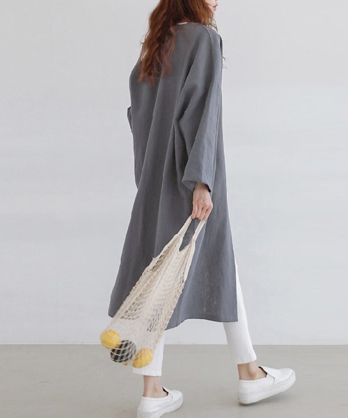 Miniministore(ミニミニストア)の「韓国ロングカーディガン 綿麻 薄手羽織り(カーディガン/ボレロ・レディース・グレー/カーキ・M/XL/L)」の17枚目の写真