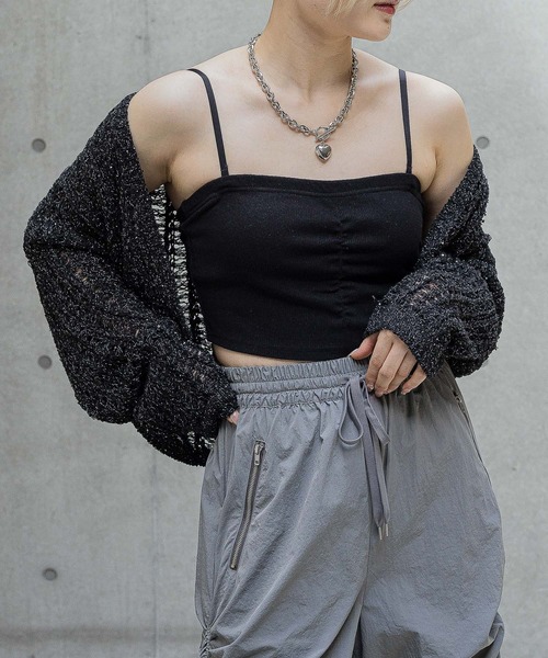 PAGEBOY(ページボーイ)の「<カップ付き>フロントシャーリングショートキャミ(キャミソール・レディース・ピンク/ブルー系その他/ブラック・FREE)」の21枚目の写真