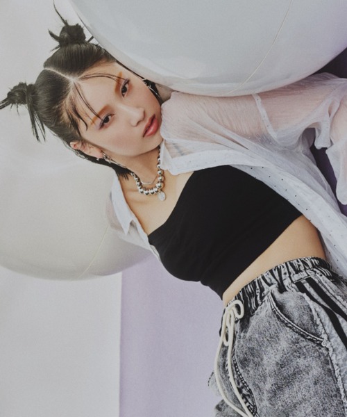 PAGEBOY(ページボーイ)の「<カップ付き>フロントシャーリングショートキャミ(キャミソール・レディース・ピンク/ブルー系その他/ブラック・FREE)」の22枚目の写真