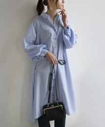 and it_ | ストライプブロードボリュームスリーブシャツワンピース(シャツワンピース)