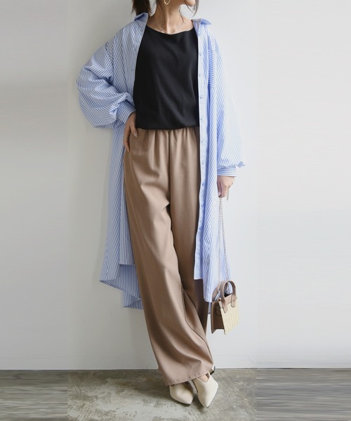 and it_（アンドイット）の「ストライプブロードボリュームスリーブシャツワンピース（シャツワンピース・レディース・ネイビー×ホワイト/ホワイト×ネイビー/ホワイト×ブルー・M）」の9枚目の写真