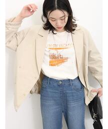 Samansa Mos2 blue | 箔プリントロンT(Tシャツ/カットソー)