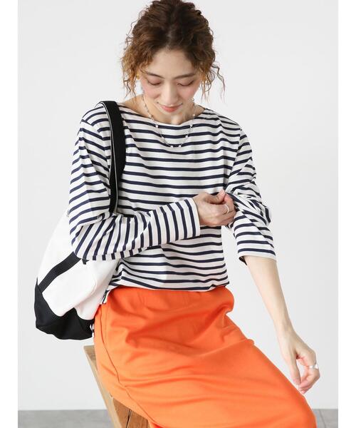 Lugnoncure（ルノンキュール）の「ボーダー長袖カットソー（Tシャツ/カットソー・レディース・オフホワイト/ブルー/ブラック/グレー・F）」の2枚目の写真