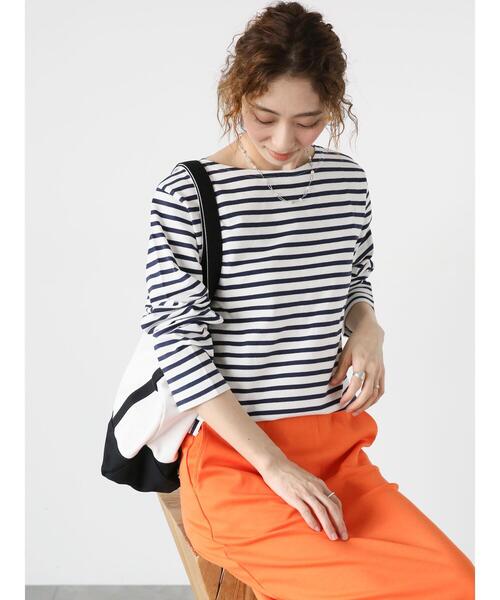 Lugnoncure（ルノンキュール）の「ボーダー長袖カットソー（Tシャツ/カットソー・レディース・オフホワイト/ブルー/ブラック/グレー・F）」の7枚目の写真