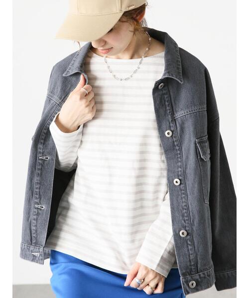 Lugnoncure（ルノンキュール）の「ボーダー長袖カットソー（Tシャツ/カットソー・レディース・オフホワイト/ブルー/ブラック/グレー・F）」の11枚目の写真