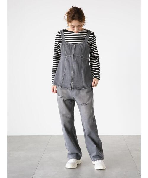 Lugnoncure（ルノンキュール）の「ボーダー長袖カットソー（Tシャツ/カットソー・レディース・オフホワイト/ブルー/ブラック/グレー・F）」の12枚目の写真