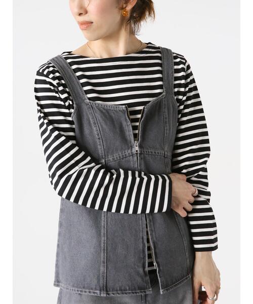 Lugnoncure（ルノンキュール）の「ボーダー長袖カットソー（Tシャツ/カットソー・レディース・オフホワイト/ブルー/ブラック/グレー・F）」の14枚目の写真