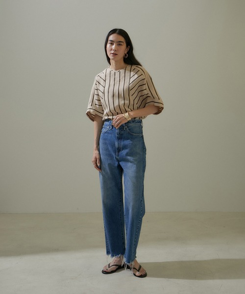 SALON adam et rope'(サロン アダム エ ロペ)の「【WEB限定】ドビーラメストライプブラウス/24SS(シャツ/ブラウス・レディース・ブラック系その他/ベージュ系その他・FREE)」の10枚目の写真