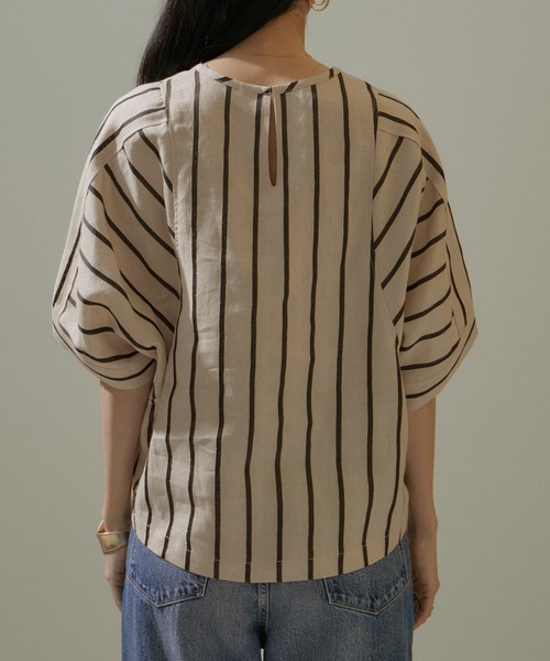 SALON adam et rope'(サロン アダム エ ロペ)の「【WEB限定】ドビーラメストライプブラウス/24SS(シャツ/ブラウス・レディース・ブラック系その他/ベージュ系その他・FREE)」の15枚目の写真