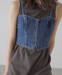◇フロントジップデニムビスチェ
