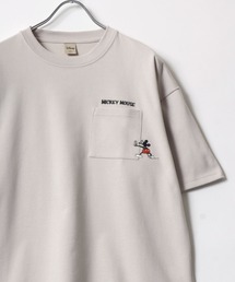 2026SS Disney/ディズニー オーバーサイズ ミッキーワンポイント刺繍 ポケット付半袖Tシャツ レディース メンズ