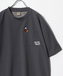 2026SS Disney/ディズニー オーバーサイズ ミッキーワンポイント刺繍 ポケット付半袖Tシャツ レディース メンズ