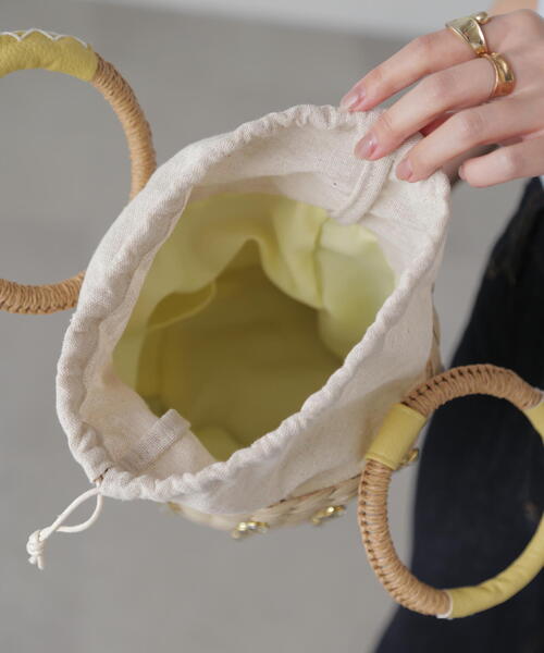 FREE'S MART（フリーズマート）の「◆ビジュー付きかごトート（かごバッグ・レディース・イエロー・ﾌﾘ-）」の7枚目の写真